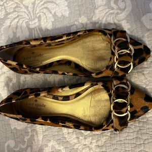 Kate Spade Eryn leopard calf hair flats